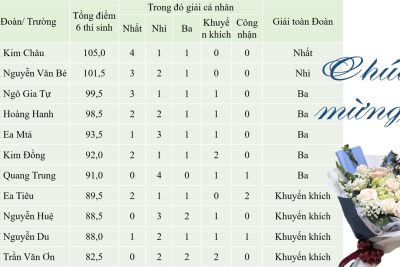 KẾT QUẢ CUỘC THI GIAO LƯU TOÁN TUỔI THƠ